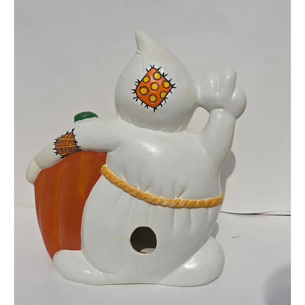 Vintage Ceramic Halloween Ghost with Pumpkin Jack-O-Lantern Figurine Decor⁷